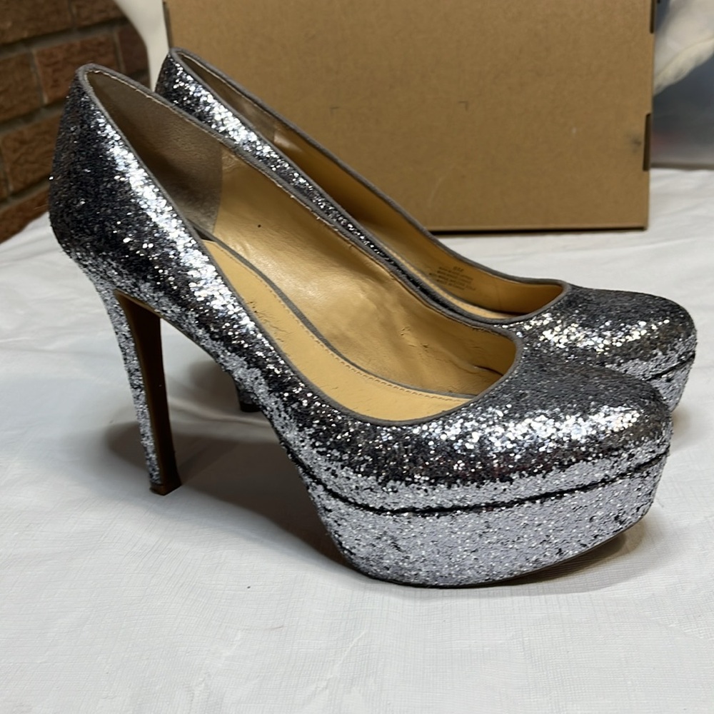 Gianni Bini Silver glitter platform stiletto - 8